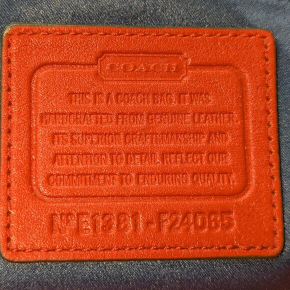 Coach orange/blue/tan tote with front twist lock. GUC! - Picture 3 of 7